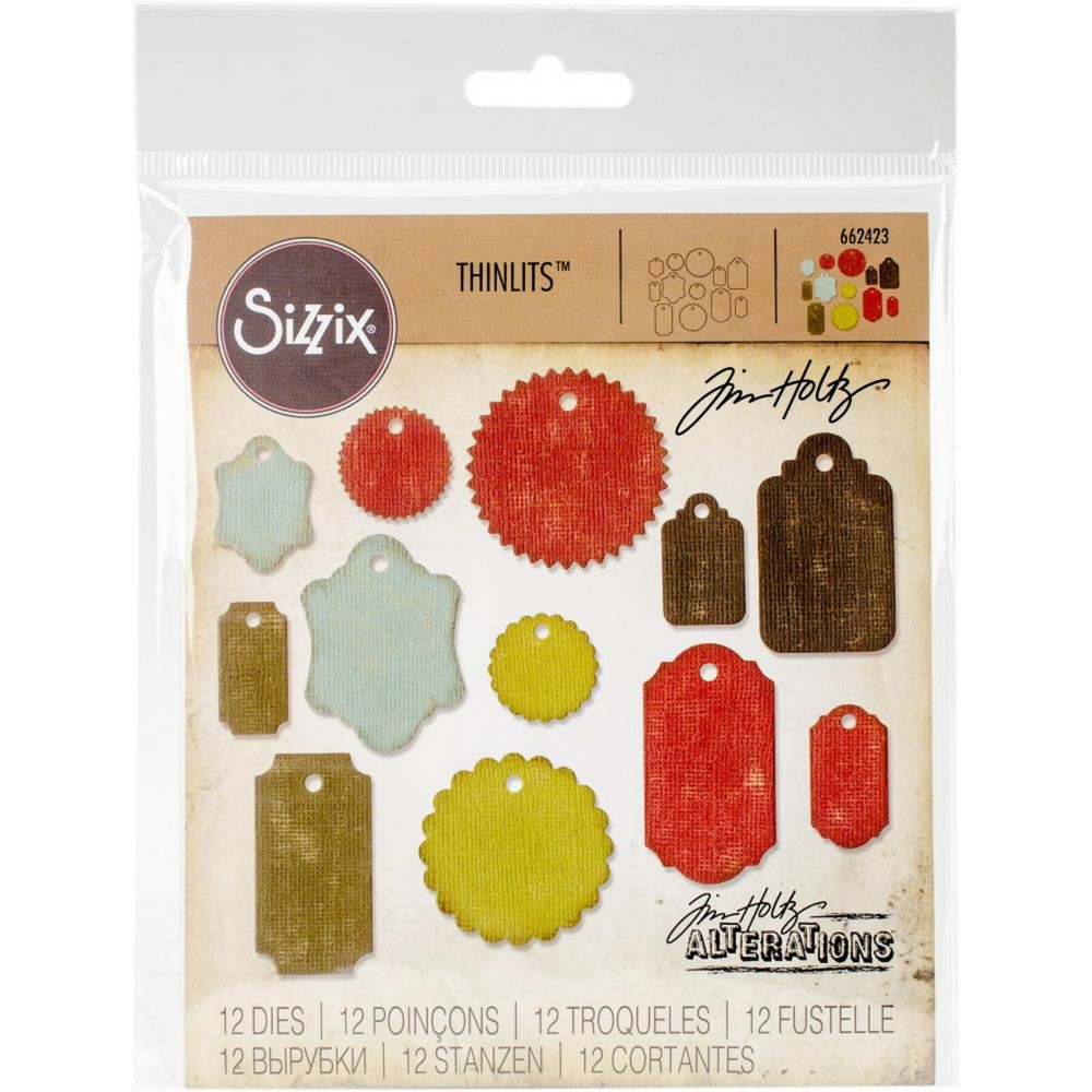 Sizzix / Tim Holtz Thinlits Dies Gift Tag 662423 12 dies