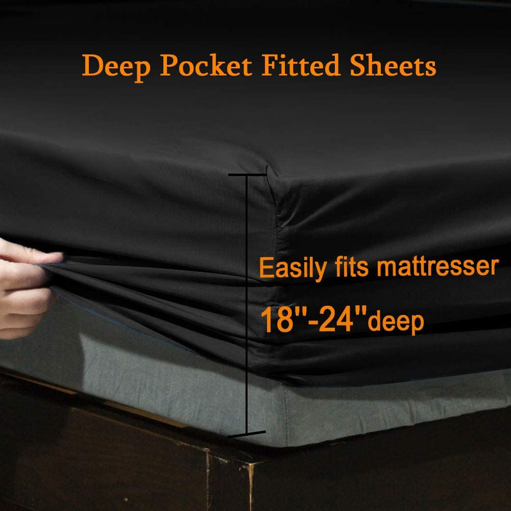 SONORO KATE Bed Sheet Set Super Soft Microfiber 1800 Thread Count Luxury Egyptia