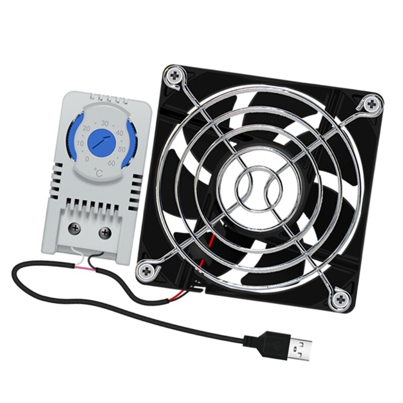 80mm USB Quiet Cabinets Cooling Fan Systems With 0-60?? Temperature Control