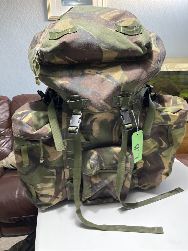 British Army Issue Rucksack + Frame Long Convoluted Back DPM + Side Pouches