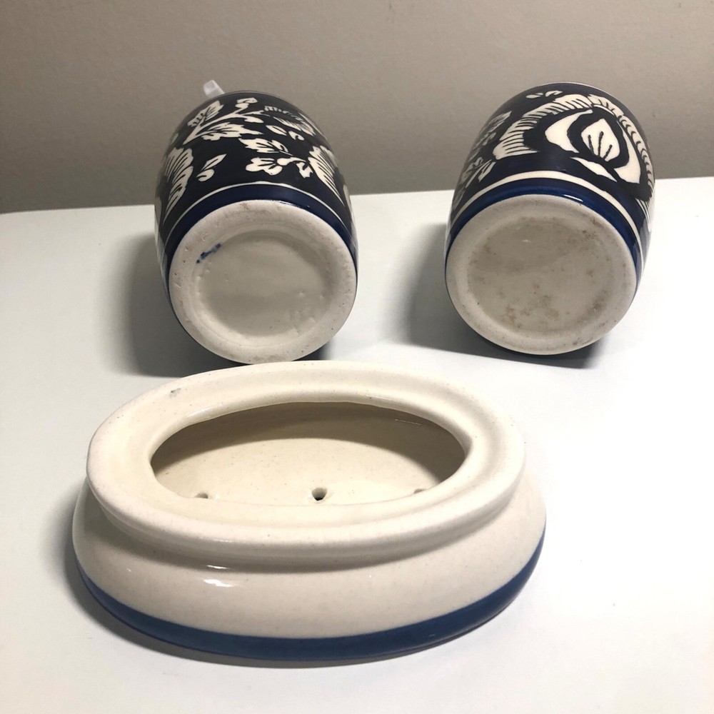 3-piece Glazed Ceramic Bathroom Accessory Set, Open Box