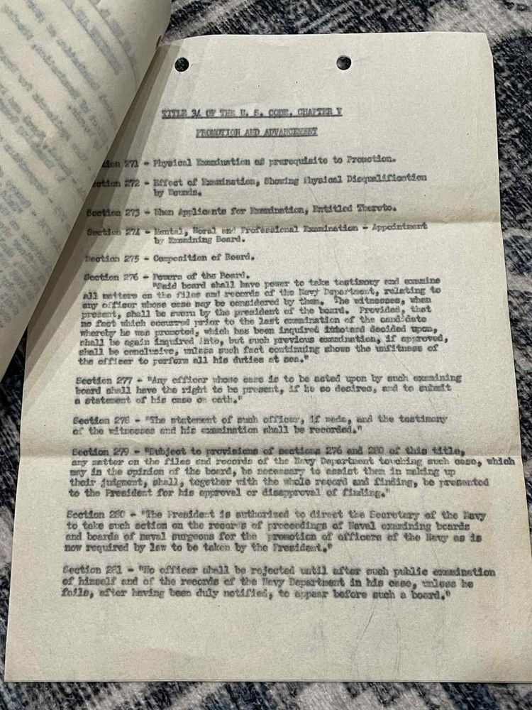 WW2 WWII US Army Military Document - Title 34 US Code V Promotion & Advancement