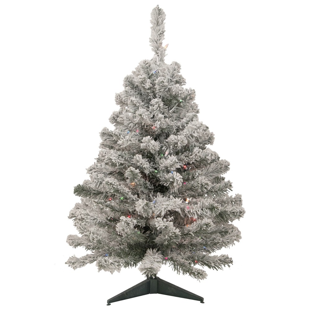 Northlight 3' Medium Flocked Madison Pine Artificial Christmas Tree Multi Lights