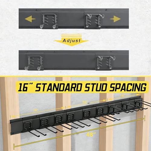 Garage Tool Organizer Wall Mounted, 16 Inches Adjustable Garden Tool