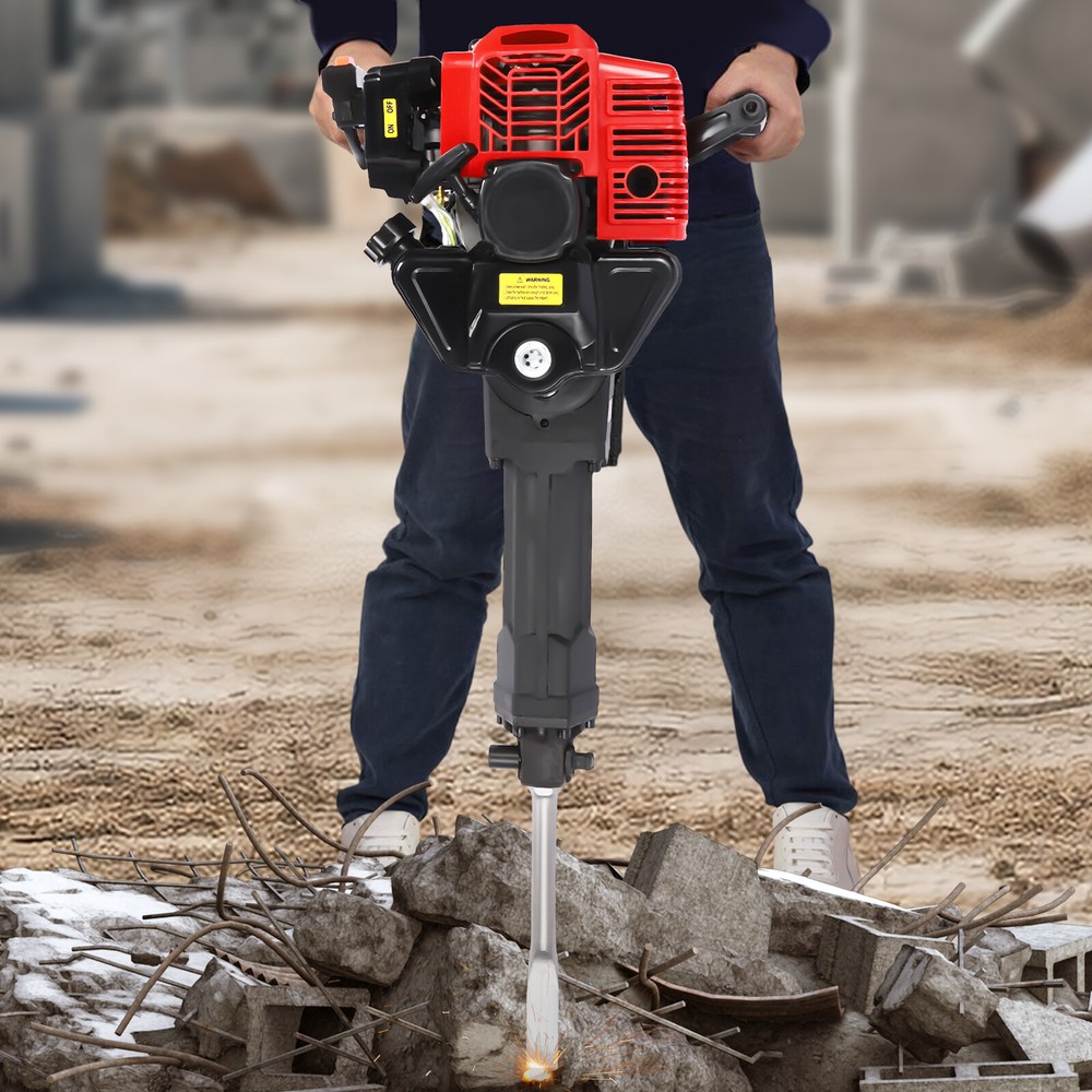 55J Gasoline Powered Demolition Jack Hammer Concrete Breaker with 2 Chisel Bit