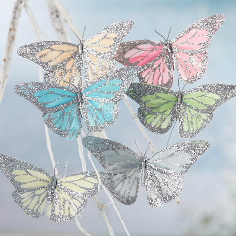 Assorted Glittered Artificial Butterflies