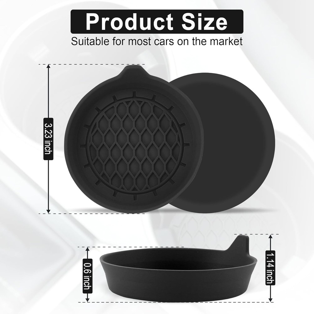 SINGARO Car Cup Holder Coaster, Silicone Insert, Universal Black
