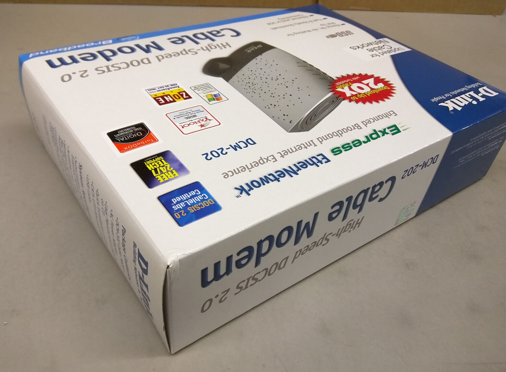 D-Link DCM-202 Cable Modem EUC Ethernet USB Stand CD-ROM