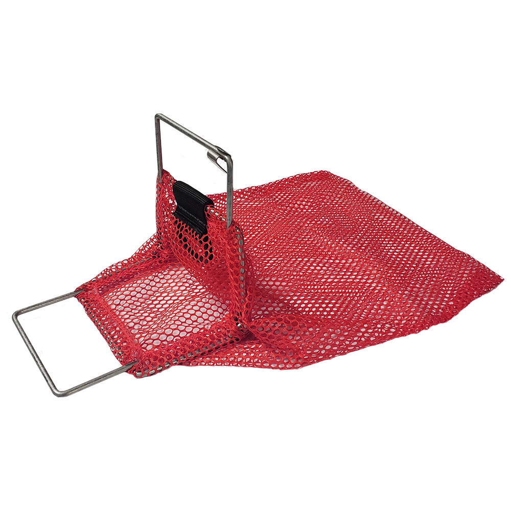 Galvanized Wire Handle Mesh Catch Bag with D-Ring, Approx. 10x15