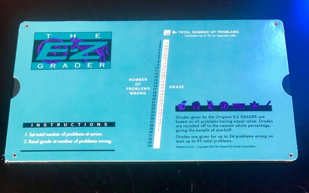 Original E-Z Grader E-Z Grader Grading Slidechart  Rectangle Shaped