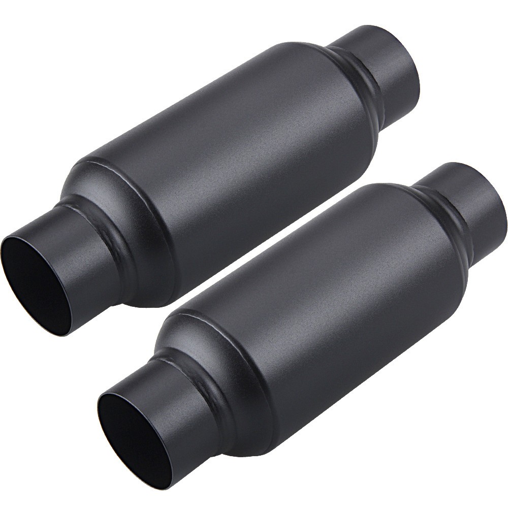 2.5" Inlet 2.5" Outlet Performance Mufflers Black Resonator SS Universal