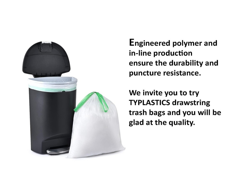 TYPLASTICS Tall Kitchen Drawstring Trash Bags 13 Gallon 200 Count
