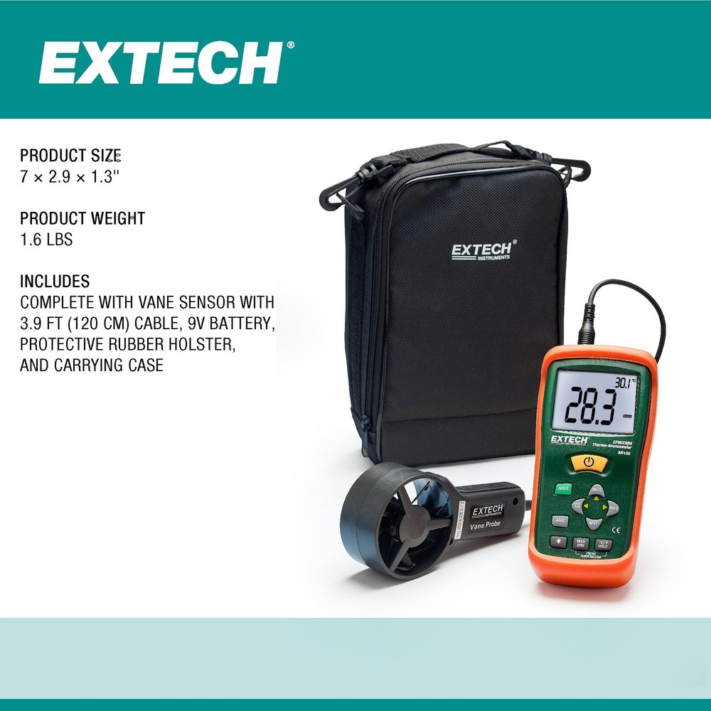 Extech AN100 CFM/CMM Mini Thermo-Anemometer