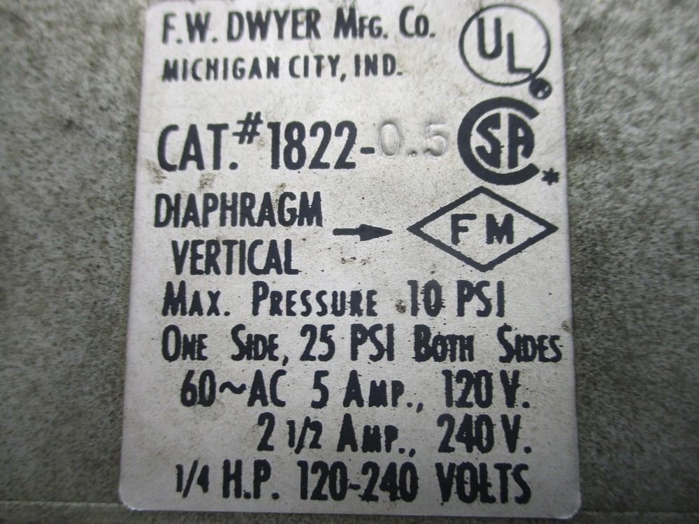 DWYER 1822-0.5 SWITCH NSNP