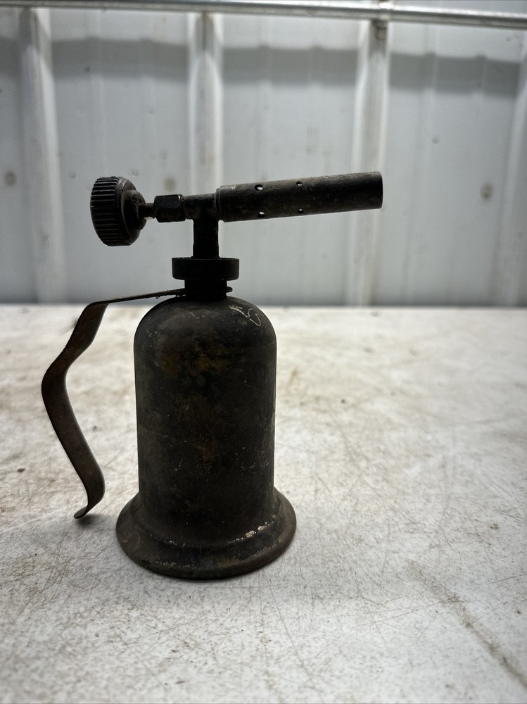 Vintage Small Blow Torch Copper Tone With handle Brass Lighter Adjustable Flame