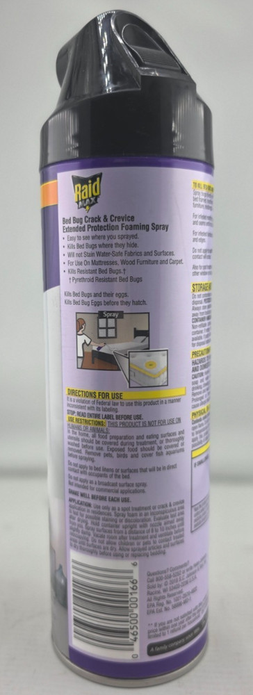 Raid Max Bed Bug Foaming Spray Crack & Crevice Extended Protection 6pc