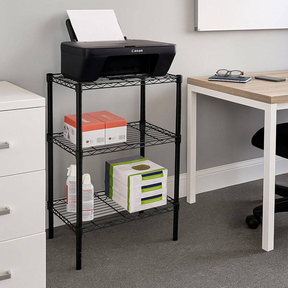 3-Tier Heavy Duty Adjustable Shelving Unit, Black
