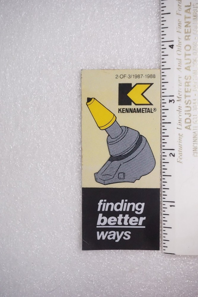 Kennametal Decal Sticker Mining Cutting Tool 1987-88 2/3