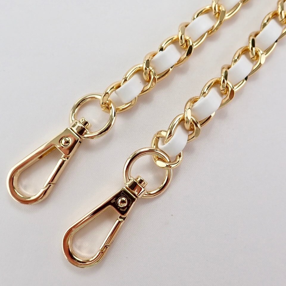 Inline Leather Chain Strap (White) - Cottonraffia
