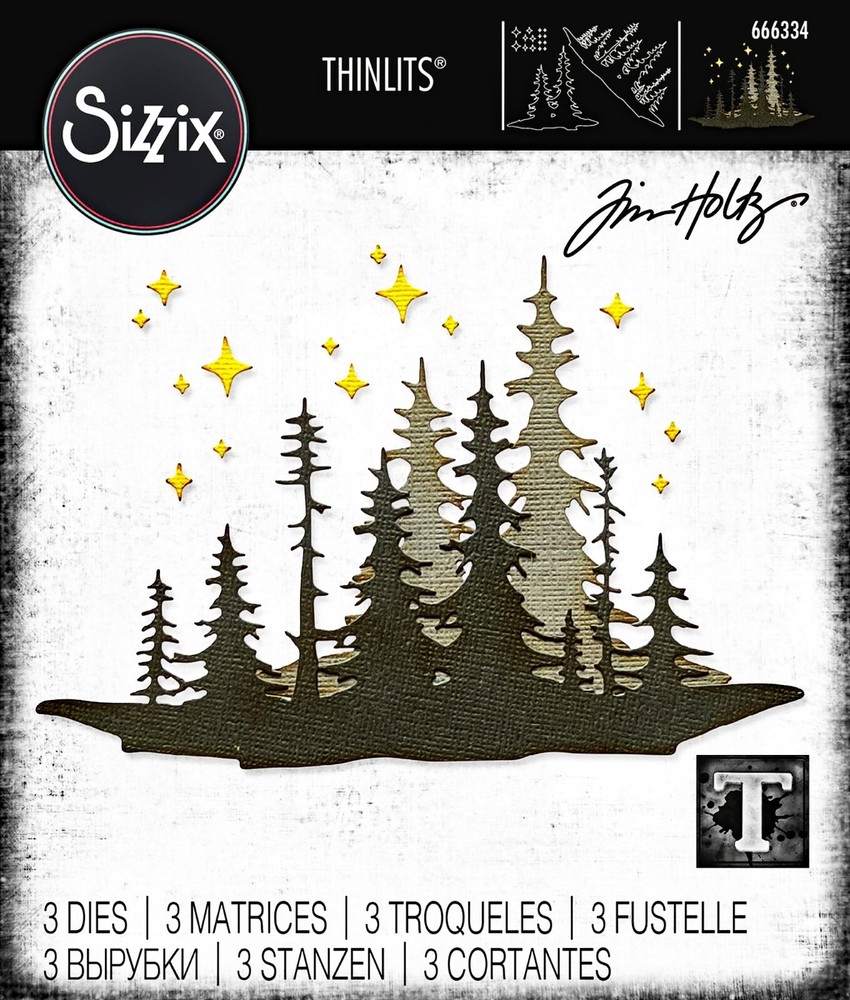 New Retired Sizzix Thinlits Forest Shadows #666334 3pc Retail $24.99 Tim Holtz