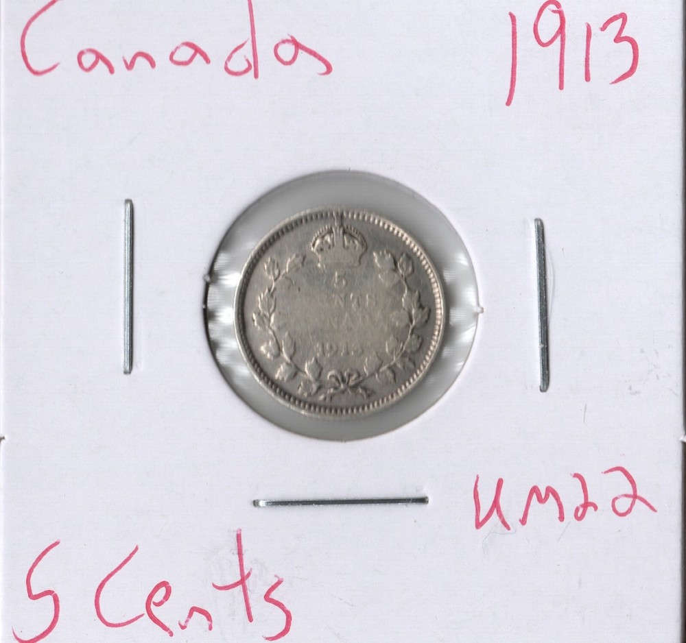 Coin Canada 5 Cents 1913 KM22, silver