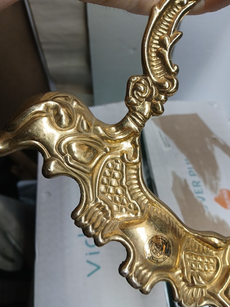 Tabletop brass mirror adjustable decorative looking glass cherub deco rococo sty