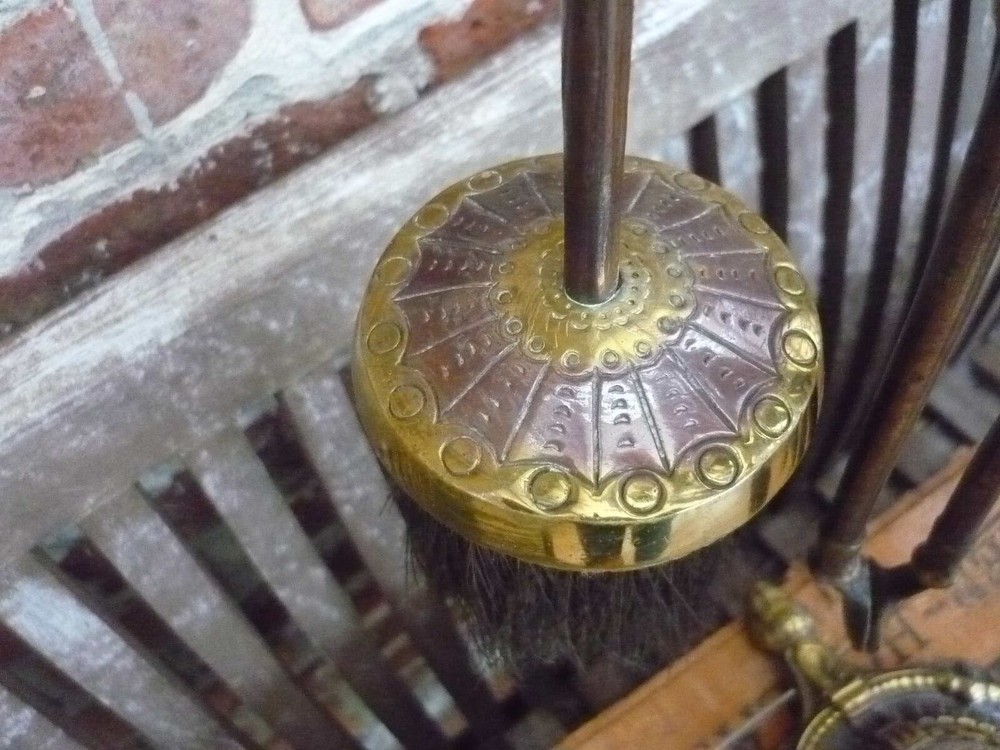 set chimney servant brass with tools ornate angels