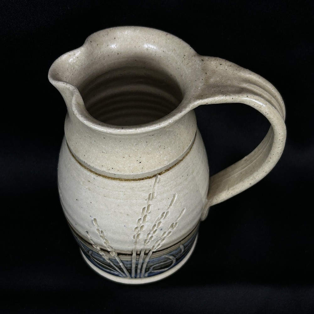 BARROWS STUDIO Pottery Creamer w/ Wheat Design From Elgin Oregon
