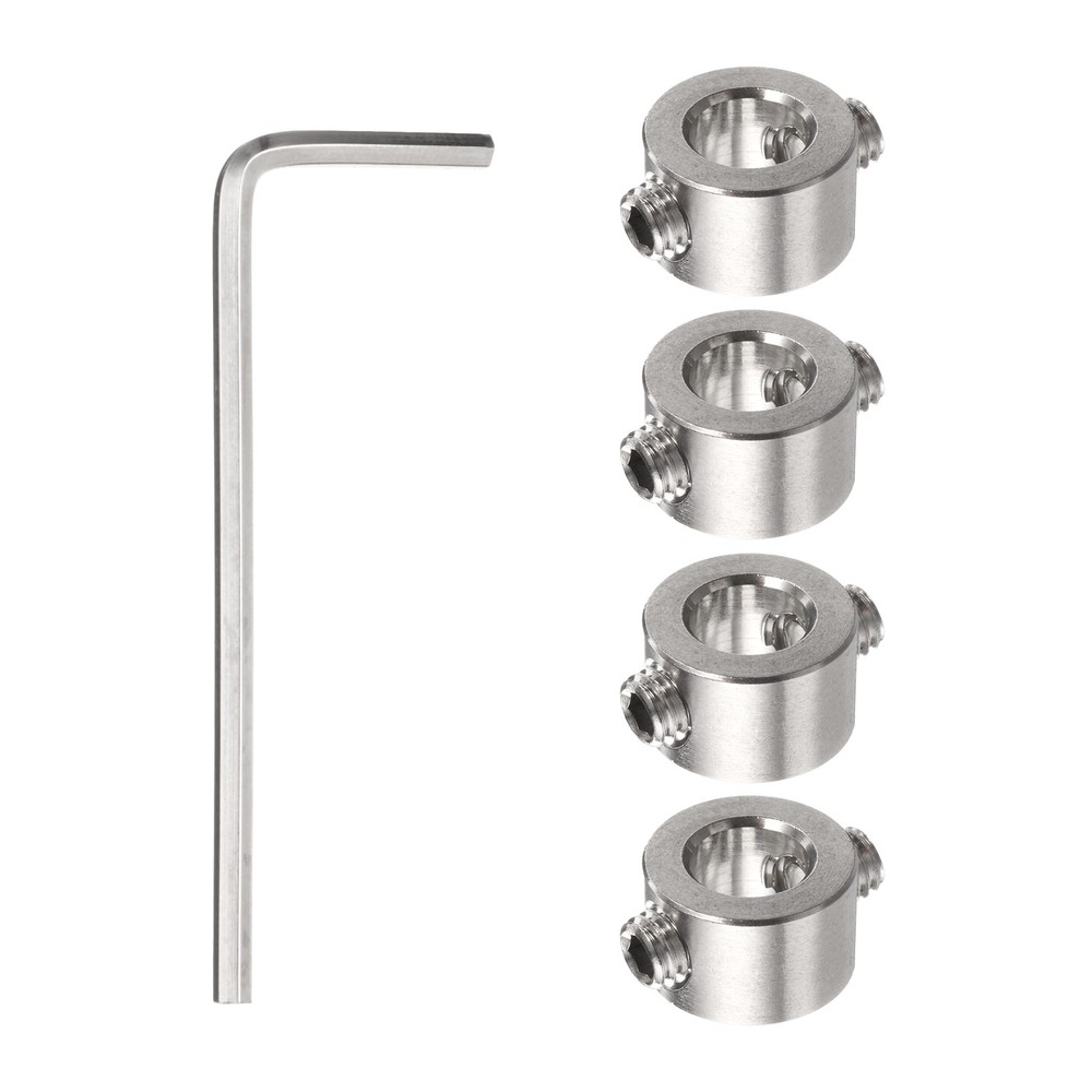 4pcs 7mm Drill Stop Collar Depth Stop with Hex Wrench Anodizing Surface Silver