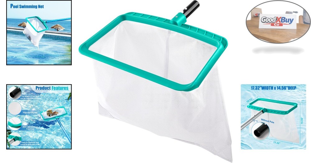 Pool Skier Net Without Pole, Large Capacity Debris Pullover, Easy Clean, Rein...