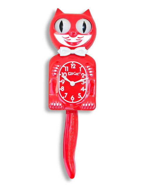 Original Kit Cat Clock Klock in  Red Rolling Eyes Wagging Tail 15.5″ high