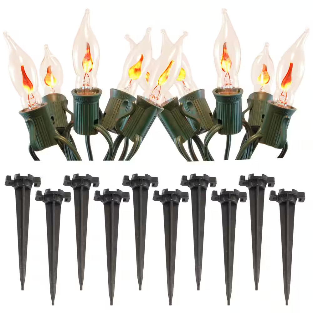 Electric Pathway Lights Flickering Orange (10-Count)