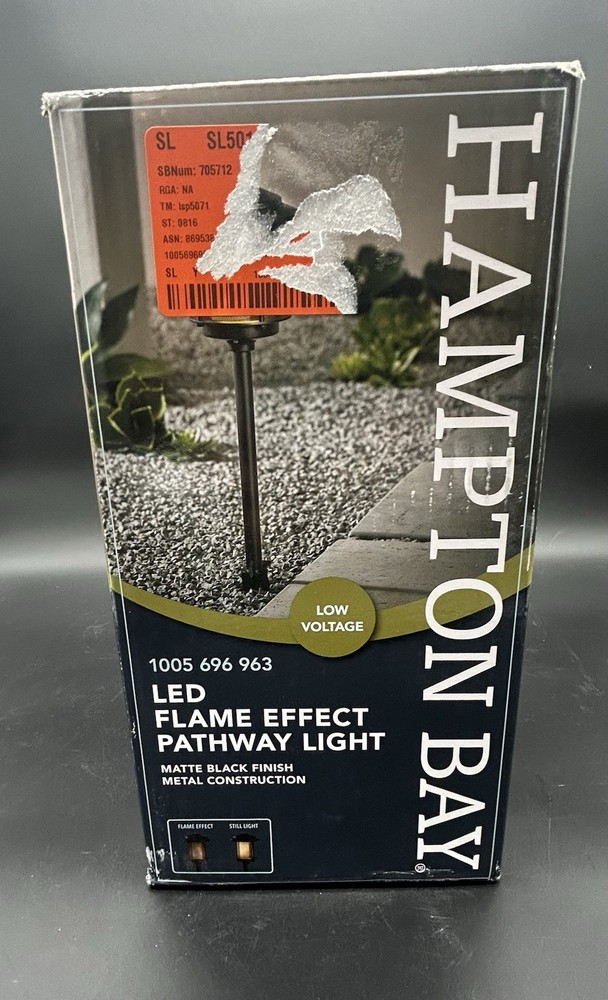 Hampton Bay Ambrose LED Path Light w/ Flicker Flame Effect - Matte Black Finish