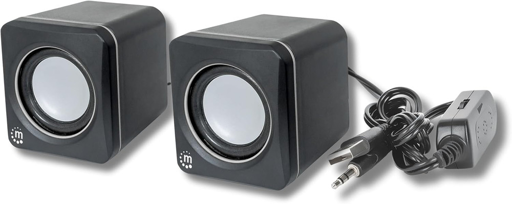 MANHATTAN USB Powered Stereo Speaker System - Small Size - with Volume Control &