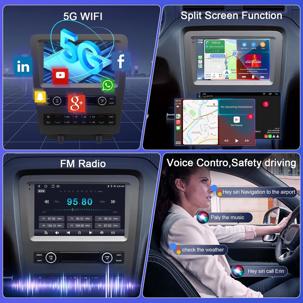 Double Din Car Radio for E150 E250 E350 7 Touch Screen CarPlay Android Auto