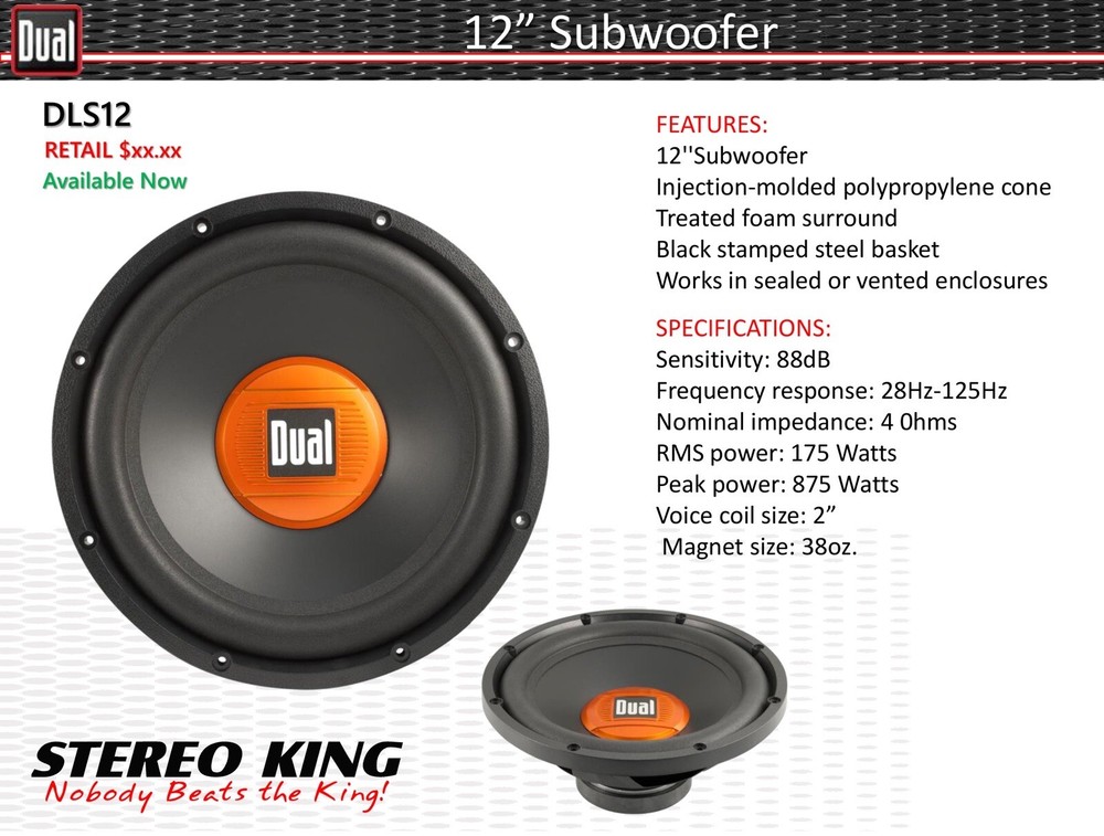 DUAL DLS12 12” Subwoofer REFURBISHED