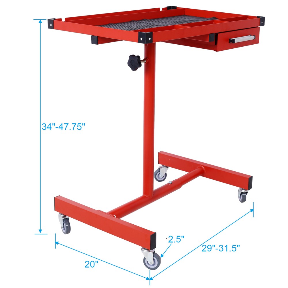 Adjustable Tear Down Work Table w/ Drawer 220LBS Load w/Casters Tool Storage