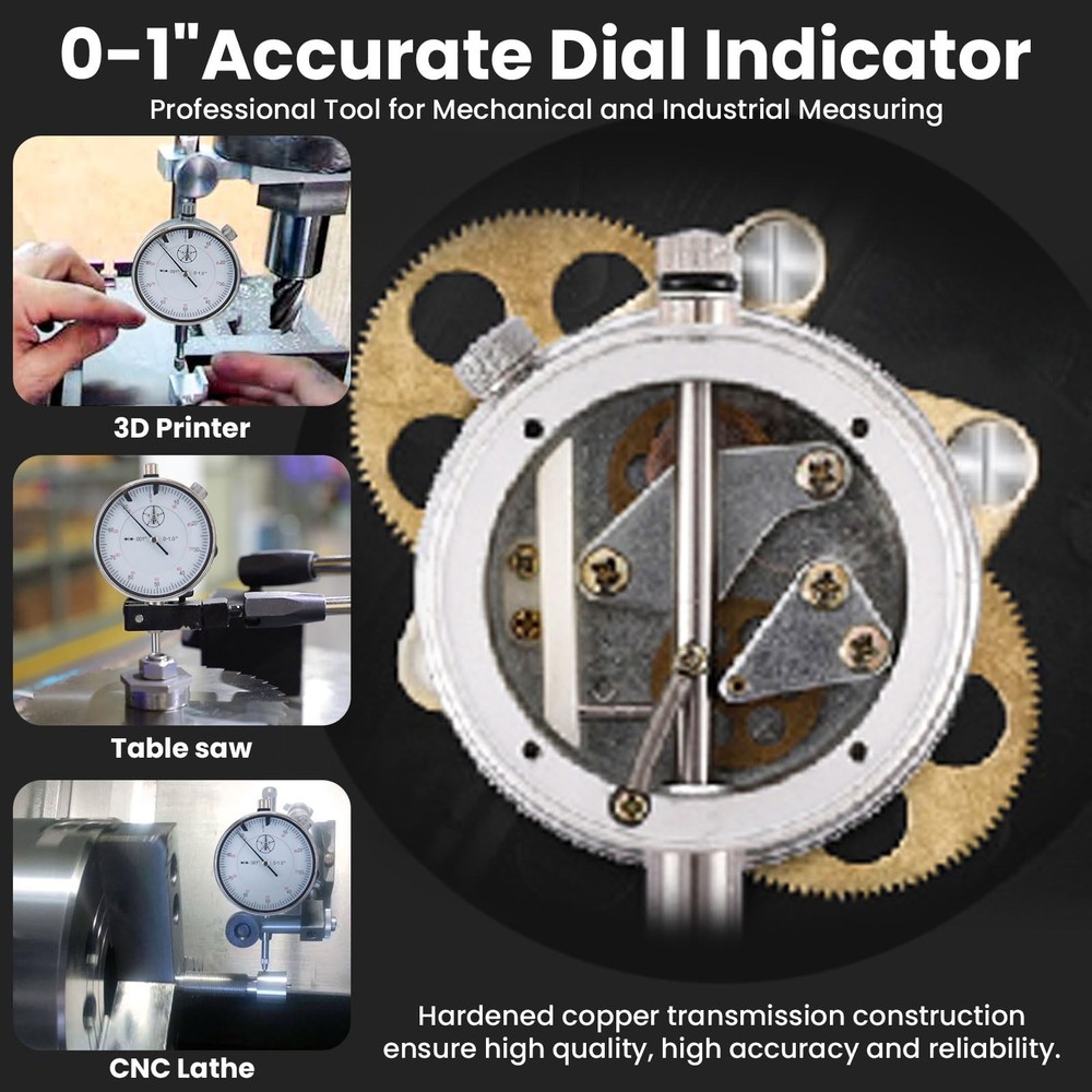 Dial Indicator with Magnetic Base and Point Precision Inspection Set, Dial...
