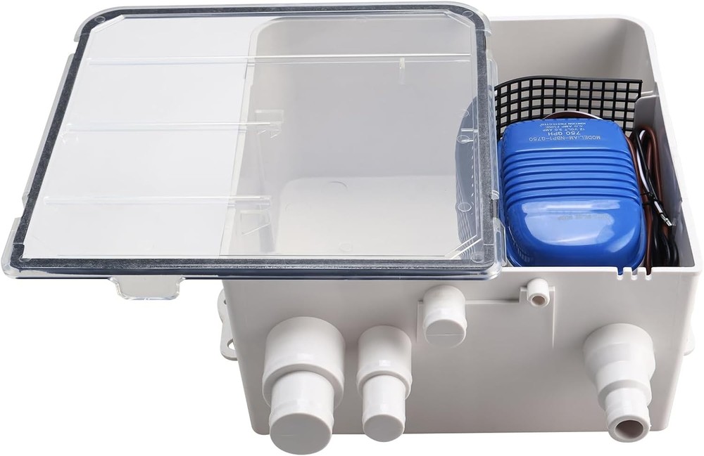 12V 750GPH Shower Sump Pump Marine Boat Multi-port Inlet Drain Kit System