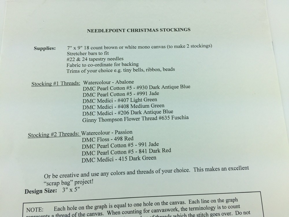 Northern Pine Design Christmas Stocking Needlepoint Pattern