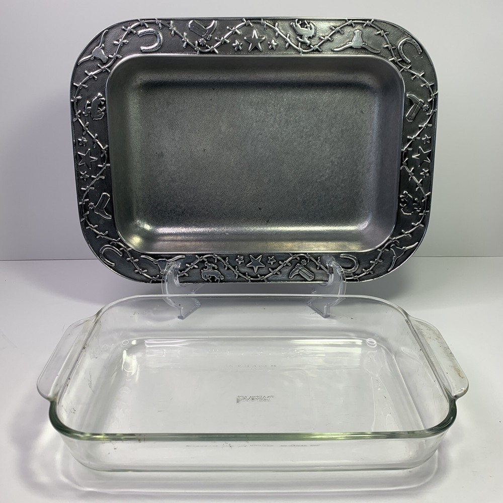 Wilton Armetale Barbed Wire Rectangle Baker 2Pc 2 Qt Pyrex & Baking Dish