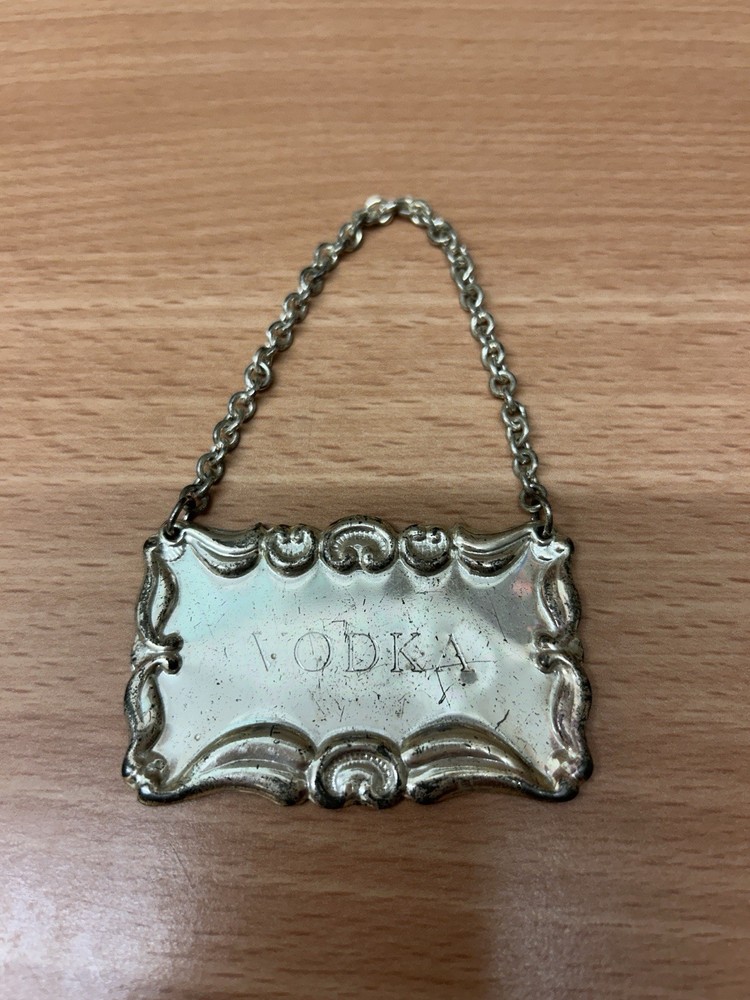 Metal Decanter Tags Vodka Scotch Sherry