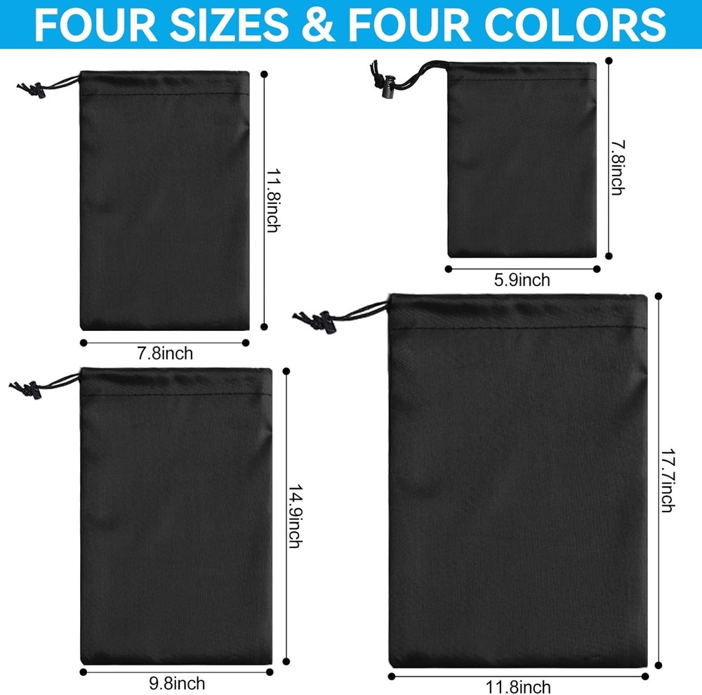 iMucci Upgrade Waterproof Drawstring Bag Sack Nylon Ditty for Black