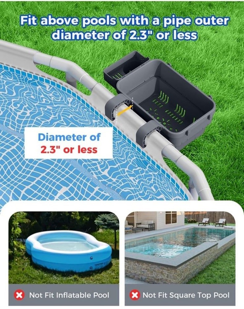 Storage sets for pools includes 2 baskets 2 cup holder weather resistant NWT