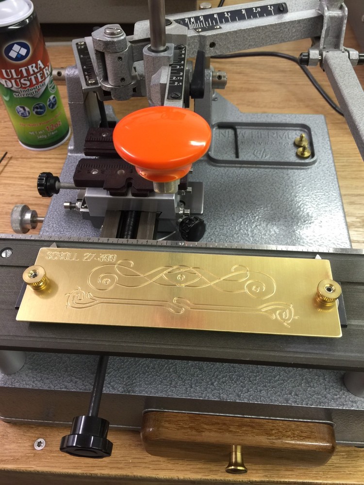 #27-399 MASTER SCROLL TEMPLATE FOR NEW HERMES ENGRAVER SOLID BRASS ENGRAVING