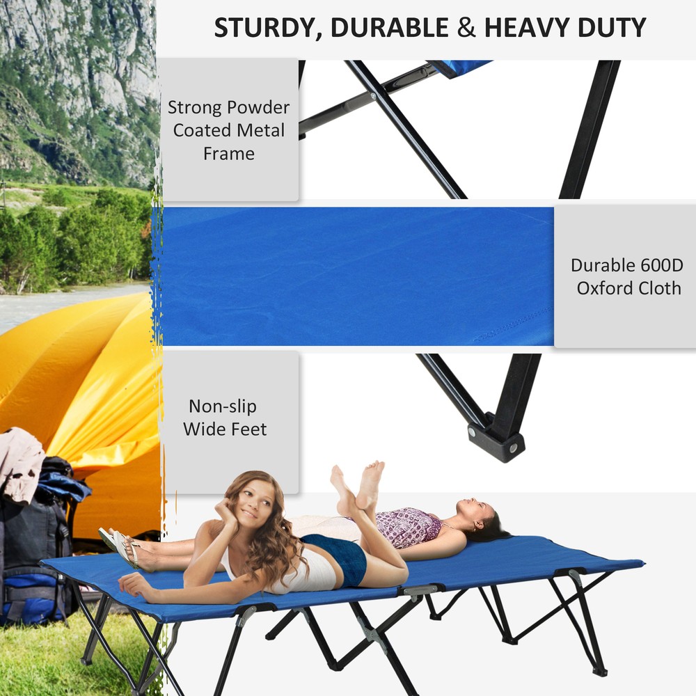 2 Person Folding Camping Cot for Adults Portable Elevated Double Sleeping Bed