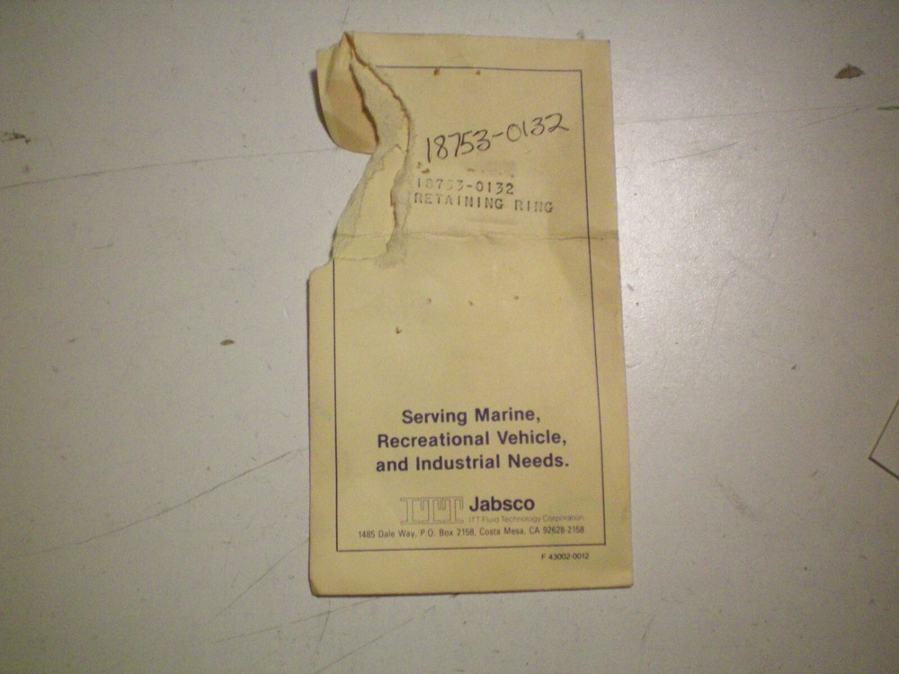 JABSCO #18753-0132  RETAINING RING, FREE FREIGHT