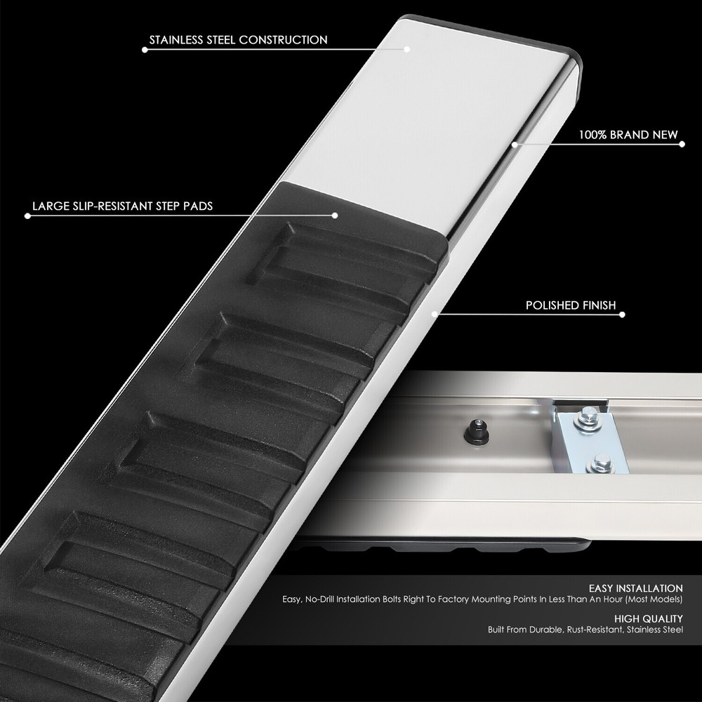 For 2007-2019 Chevy Silverado Regular Cab 6.75" Side Step Bar Running Boards