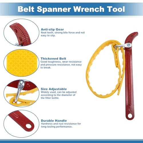 210mm Strap Wrench Rubber Steel Handle Adjustable Strap Removal Tool Multi