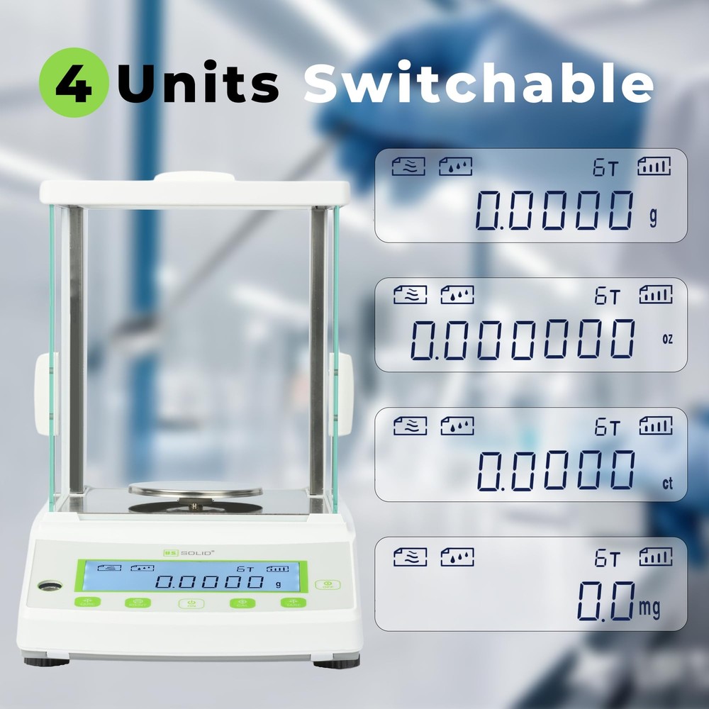 U.S. Solid 0.1mg Analytical Balance 120g x 0.0001g Auto Calibration